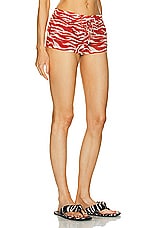 THE ATTICO Zebra Printed Short in Red & Milk, view 2, click to view large image.
