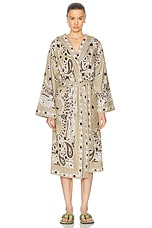 THE ATTICO Bathrobe in Brown, Beige, & White, view 1, click to view large image.