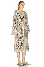 THE ATTICO Bathrobe in Brown, Beige, & White, view 2, click to view large image.