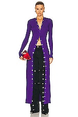 THE ATTICO Long Cardigan in Purple, view 1, click to view large image.