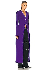 THE ATTICO Long Cardigan in Purple, view 2, click to view large image.