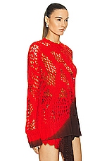 THE ATTICO Mis Dyed Yarn Sweater in Red, Fuchsia, & Wine, view 2, click to view large image.
