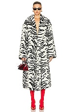 THE ATTICO Faux Fur Coat in White & Black, view 1, click to view large image.