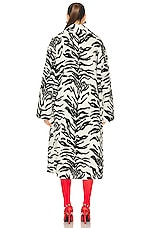THE ATTICO Faux Fur Coat in White & Black, view 3, click to view large image.