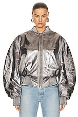 THE ATTICO Mirror Leather Jacket in Silver, view 2, click to view large image.