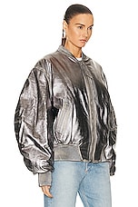 THE ATTICO Mirror Leather Jacket in Silver, view 3, click to view large image.