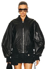 THE ATTICO Anja Bomber Jacket in Black, view 1, click to view large image.