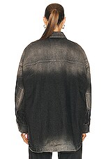 THE ATTICO Denim Short Coat in Dark Grey & Sand, view 3, click to view large image.