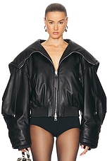 THE ATTICO Bomber Jacket in Black, view 2, click to view large image.