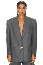 THE ATTICO Oversized Blazer in Grey, view 1, click to view large image.