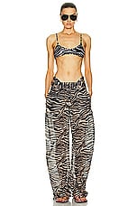 THE ATTICO Zebra Printed Long Pant in Cappuccino & Black, view 4, click to view large image.