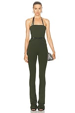 THE ATTICO Cut-out Flare Pant in Military Green, view 5, click to view large image.