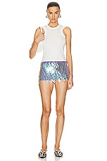 THE ATTICO Sequin Mini Skirt in Opalescent, view 4, click to view large image.