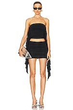 THE ATTICO Draped Mini Skirt in Black, view 4, click to view large image.