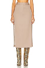 THE ATTICO Straight Midi Skirt in Beige, view 1, click to view large image.