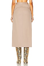 THE ATTICO Straight Midi Skirt in Beige, view 4, click to view large image.