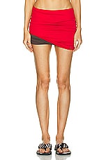 THE ATTICO Mini Swim Skirt in Red, view 1, click to view large image.
