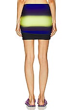 THE ATTICO Shaded Printed Mini Skirt in Blue, Black, & Light Yellow, view 3, click to view large image.