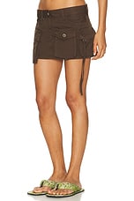 THE ATTICO Fay Mini Skirt in Brown, view 3, click to view large image.