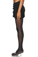 THE ATTICO Ruched Mini Skirt in Black, view 3, click to view large image.