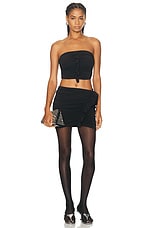 THE ATTICO Ruched Mini Skirt in Black, view 5, click to view large image.