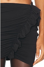 THE ATTICO Ruched Mini Skirt in Black, view 6, click to view large image.