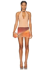 THE ATTICO Mini Skirt in Orange, Brown, & White Gradient, view 5, click to view large image.