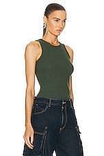 THE ATTICO Ribbed Tank in Ivy Green, view 2, click to view large image.