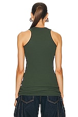 THE ATTICO Ribbed Tank in Ivy Green, view 3, click to view large image.