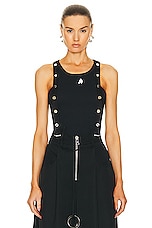 THE ATTICO Button Tank Top in Black, view 1, click to view large image.