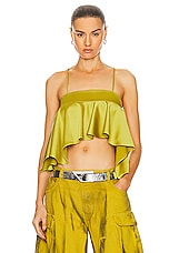 THE ATTICO Ruffle Top in Lime, view 1, click to view large image.