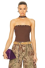 THE ATTICO Tank Top in Chocolate, view 1, click to view large image.