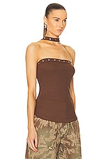 THE ATTICO Tank Top in Chocolate, view 2, click to view large image.