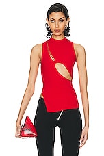 THE ATTICO Sleeveless Top in Red, view 1, click to view large image.