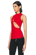 THE ATTICO Sleeveless Top in Red, view 3, click to view large image.