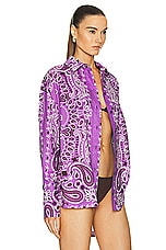 THE ATTICO Bandana Printed Top in Violet, Brown, & White, view 2, click to view large image.