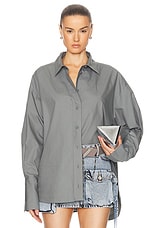 THE ATTICO Diana Shirt in Grey, view 1, click to view large image.