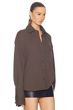 THE ATTICO Oversized Shirt in Dark Brown, view 2, click to view large image.