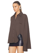 THE ATTICO Oversized Shirt in Dark Brown, view 3, click to view large image.