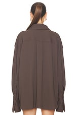THE ATTICO Oversized Shirt in Dark Brown, view 4, click to view large image.
