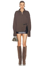 THE ATTICO Oversized Shirt in Dark Brown, view 5, click to view large image.