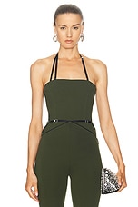 THE ATTICO Halter Tank Top in Military Green, view 1, click to view large image.