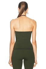 THE ATTICO Halter Tank Top in Military Green, view 3, click to view large image.