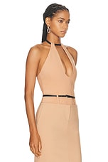 THE ATTICO Plunge Neck Tank Top in Nude, view 2, click to view large image.