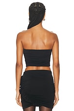 THE ATTICO Ruched Strapless Top in Black, view 3, click to view large image.