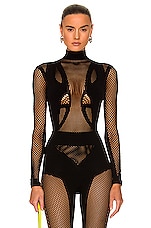 THE ATTICO Mesh Bodysuit in Black FWRD