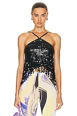 THE ATTICO Sequin Top in Black, view 1, click to view large image.