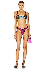 THE ATTICO Animal Printed Bikini Set in Multicolor, view 1, click to view large image.