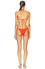 THE ATTICO Triangle Bikini Set in Orange, view 3, click to view large image.