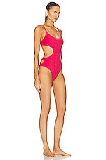 THE ATTICO Terry Cloth One Piece Swimsuit in Watermelon, view 2, click to view large image.